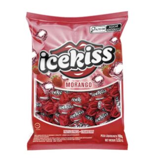 BALA DURA ICEKISS MORANGO PACOTE 100 G
